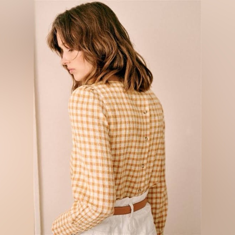 Sezane Yellow Gingham Blouse - Picture 3 of 8